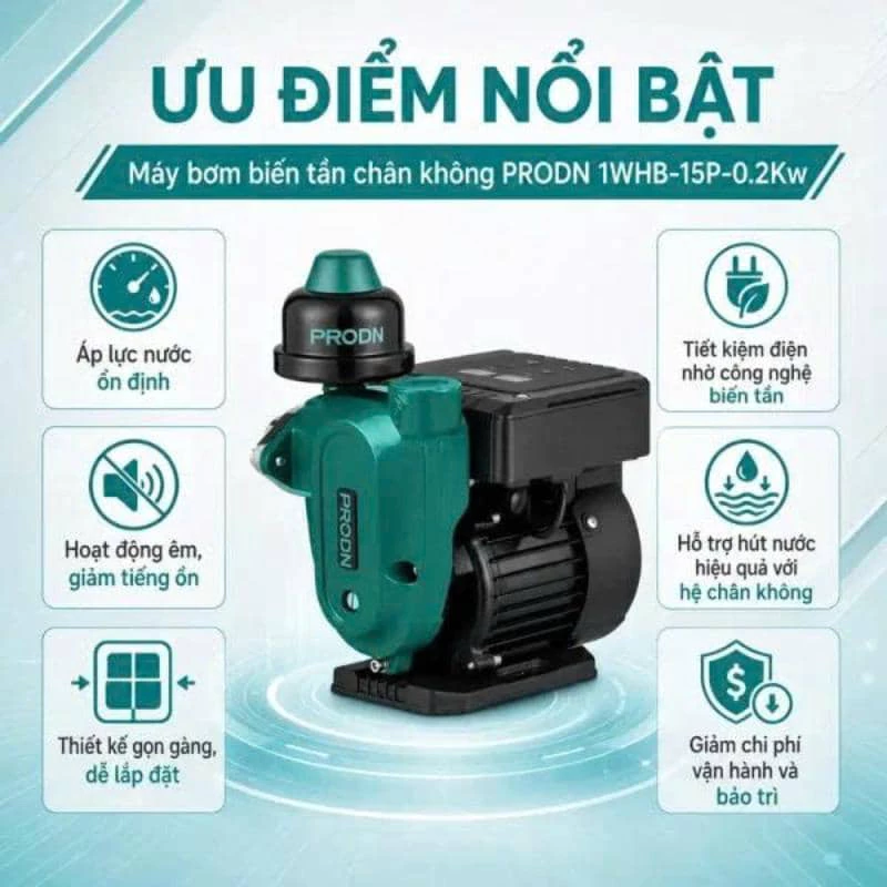 Máy bơm tăng áp biến tần PRODN 1WHB - 15P (200W) Máy bơm tăng áp biến tần PRODN 1WHB - 15P (200W)